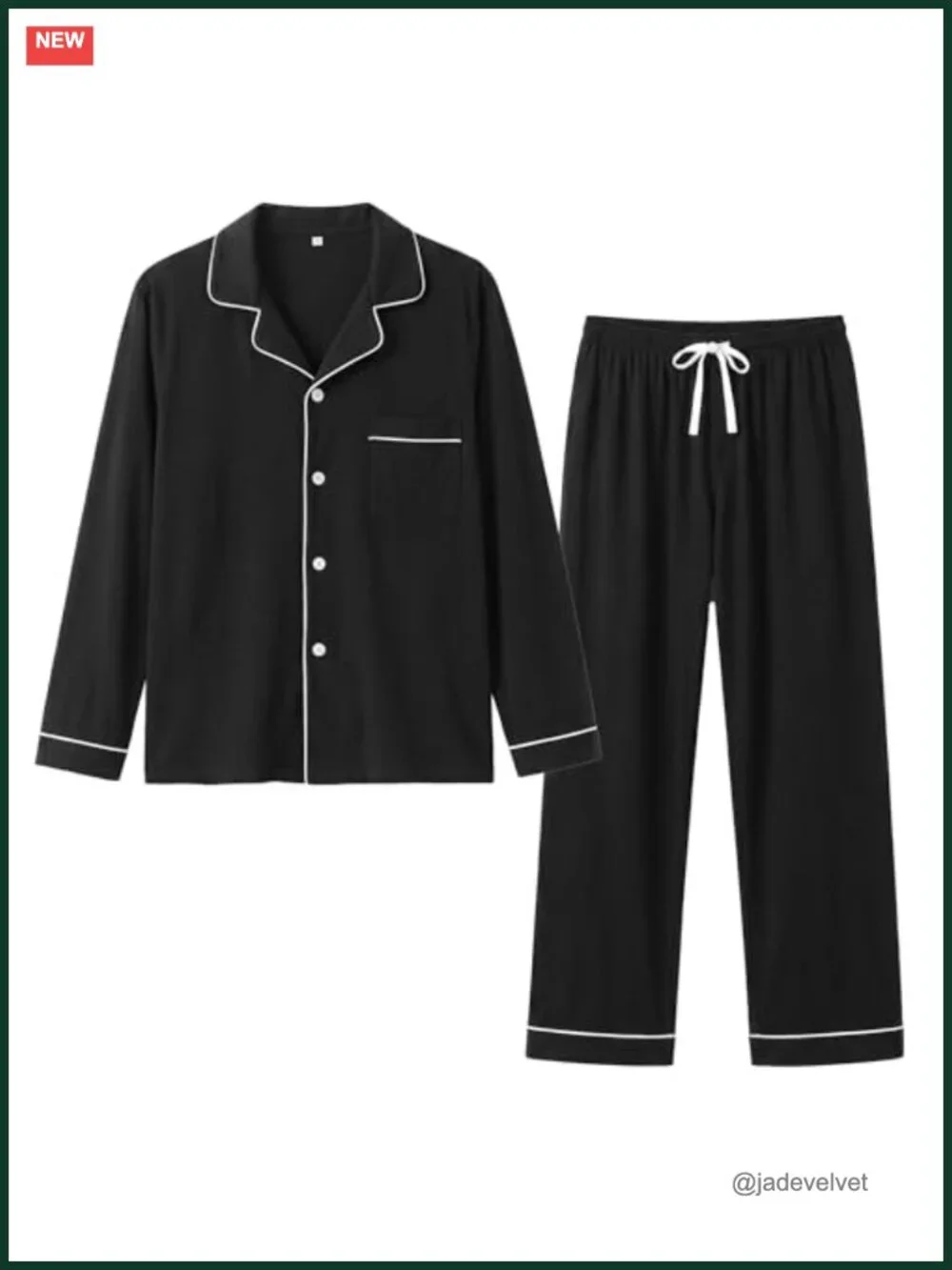 Men's Pajama Set, Soft Cotton Blend Button Down Long Sleeve Sleepwear Lounge Set